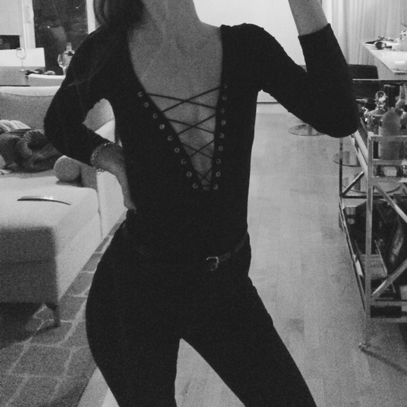 🛍 Glamorous lace-up bodysuit - Black - s8 (UK) - Picture 5 of 5